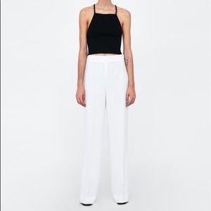 NWT ZARA High Waisted Wide Leg Dress Pants — White XL